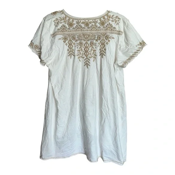Johnny Was Women’s Embroidered Cream Tunic Top, Large - Picture 3 of 3